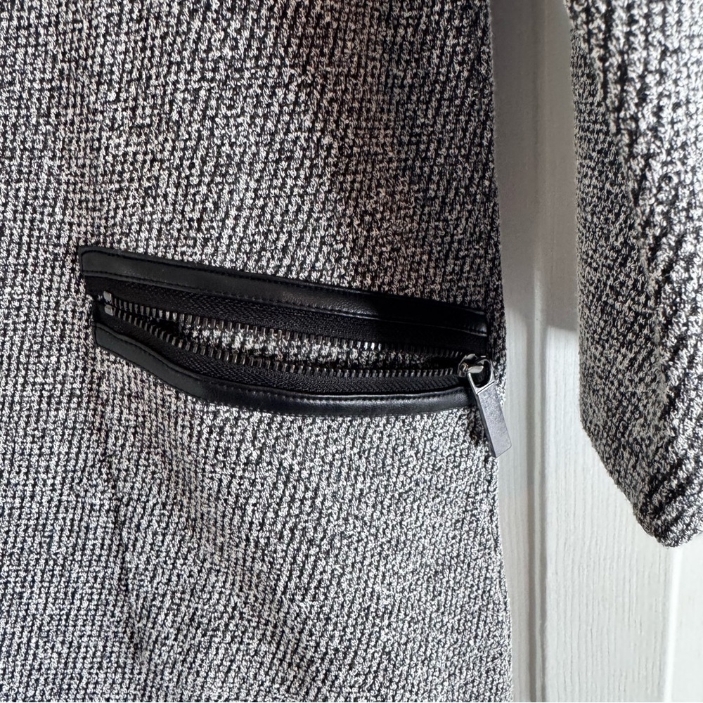 Ann Taylor Factory Tweed Shift Dress with Faux Leather Trim - Picture 5 of 10